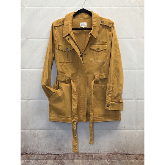 Market Spruce Jackets & Blazers - Market & Spruce Mustard Utility Jacket Women’s Large Cotton Stretch Pockets